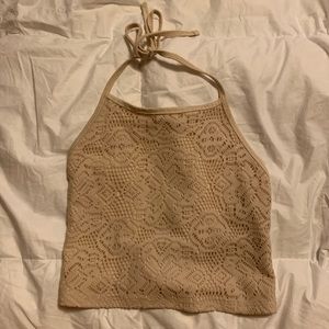 NWOT, Cream Laced Haltertop